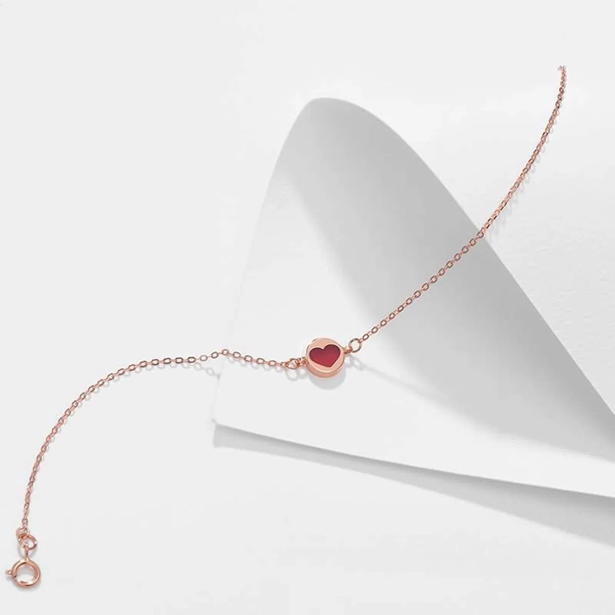 Pulsera con Dije de corazón para Mujer en Oro Rosa de 18 Quilates
