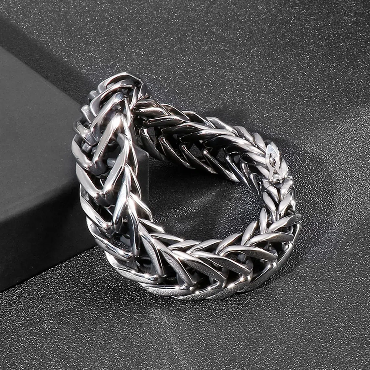 Pulseras de encanto, para hombre cubano, pulsera de eslabones de plata de acero inoxidable en forma de V, diseño de hebilla de 220x17mm para los hombres