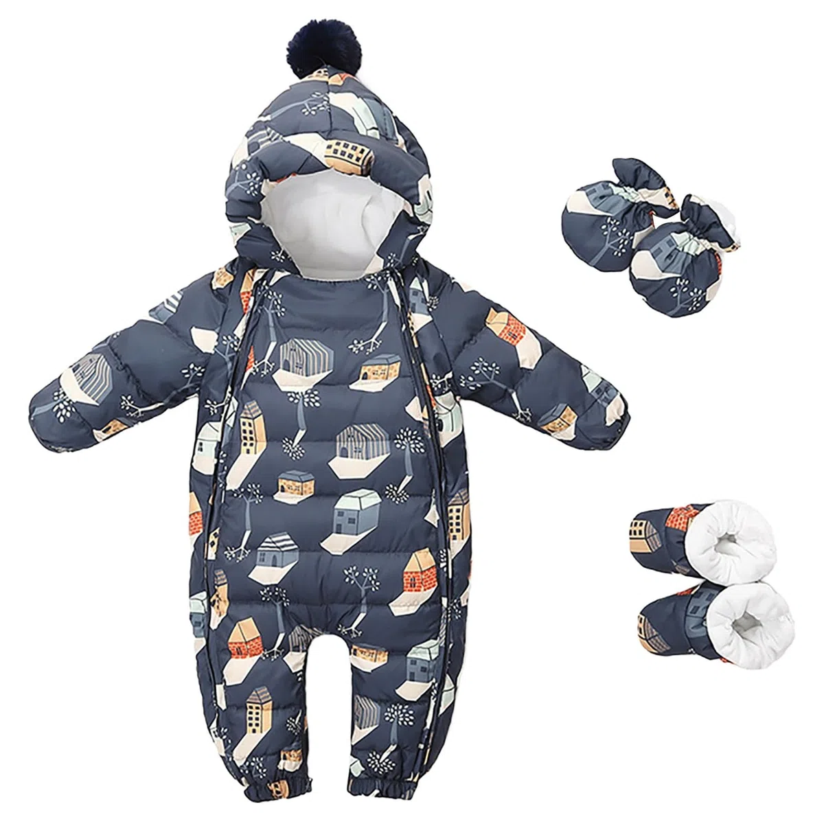 Baby Down Jacket Baby Extra Thick Go Out Hugging Clothes Men And Women Baby Plus Clothes Climbing Clothes Winter Snow Pantalones