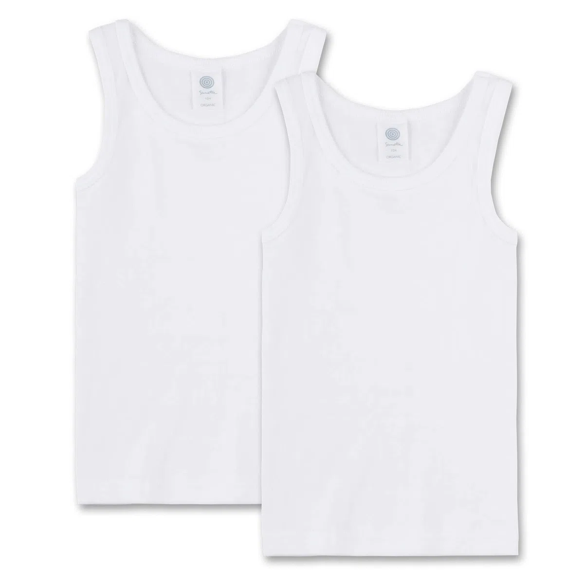 Sanetta Niños Camiseta Interior 2er Paquete - Camiseta Sin Brazo, Tanque Top, Básico, Algodón Orgánico, Blanco