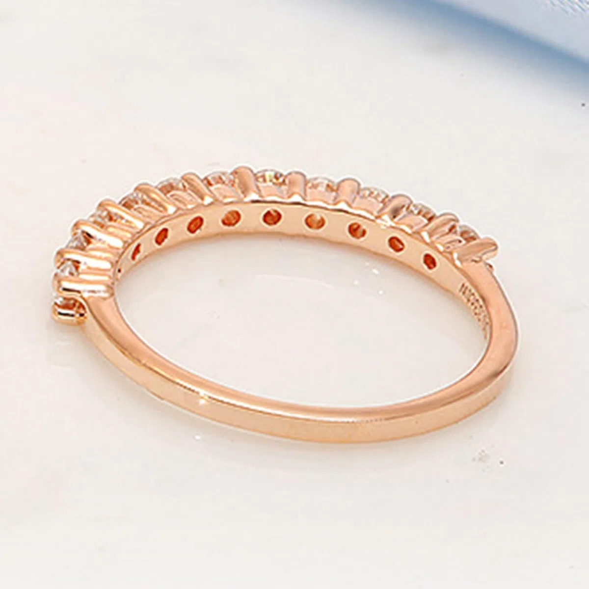 Anillo de oro rosa de 14 K/18 K para mujer, anillo de compromiso para mujer, anillo apilable