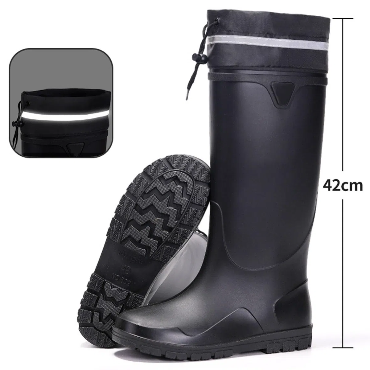 Genérico Botas Agua Hombre - Botas Lluvia Caña Alta Reflectantes Antideslizantes Hombre Viaje Construcción Senderismo Calzado Acuático Goma Impermeable