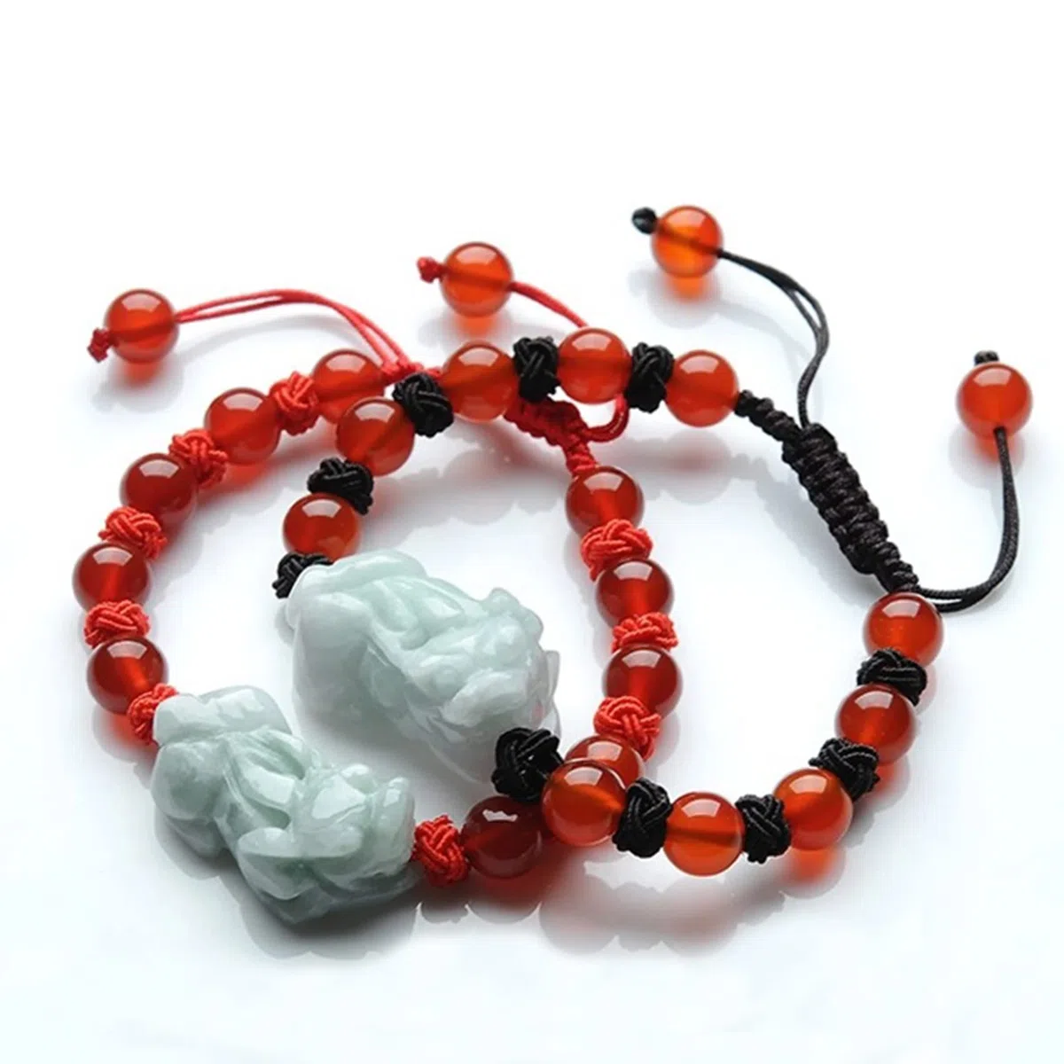 ZXQUEGF Pulsera Feng Shui, Pulsera Feng Shui, Pulsera de Jade para Mujeres y Hombres, Pulsera de la Suerte, Pulsera China de Piedras Preciosas de Jade, Pulsera de Hilo Rojo, Amuleto, Rojo, ágata roja
