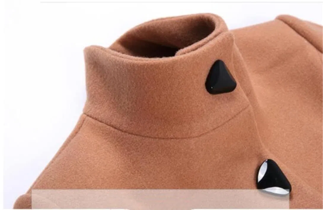 Abrigos de lana de un solo pecho para mujer con cinturón Chaqueta de lana larga para mujer, invierno, grueso, visón, cachemir, rojo vino, L