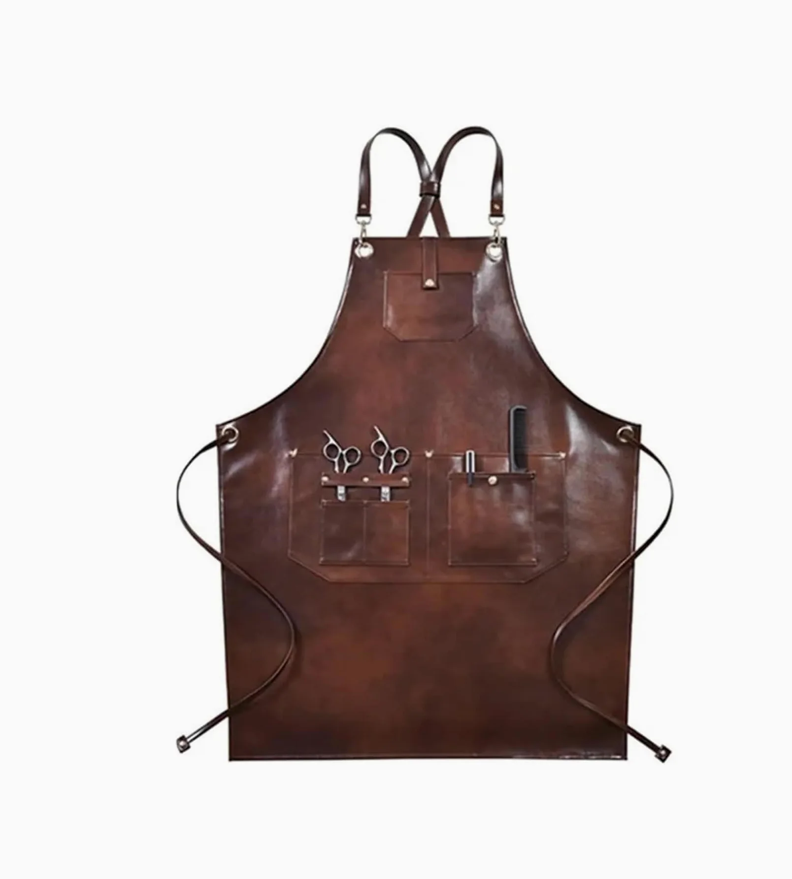 Delantal de soldadura de PU con correa trasera for trabajos pesados, delantal protector ajustable for hombres y mujeres