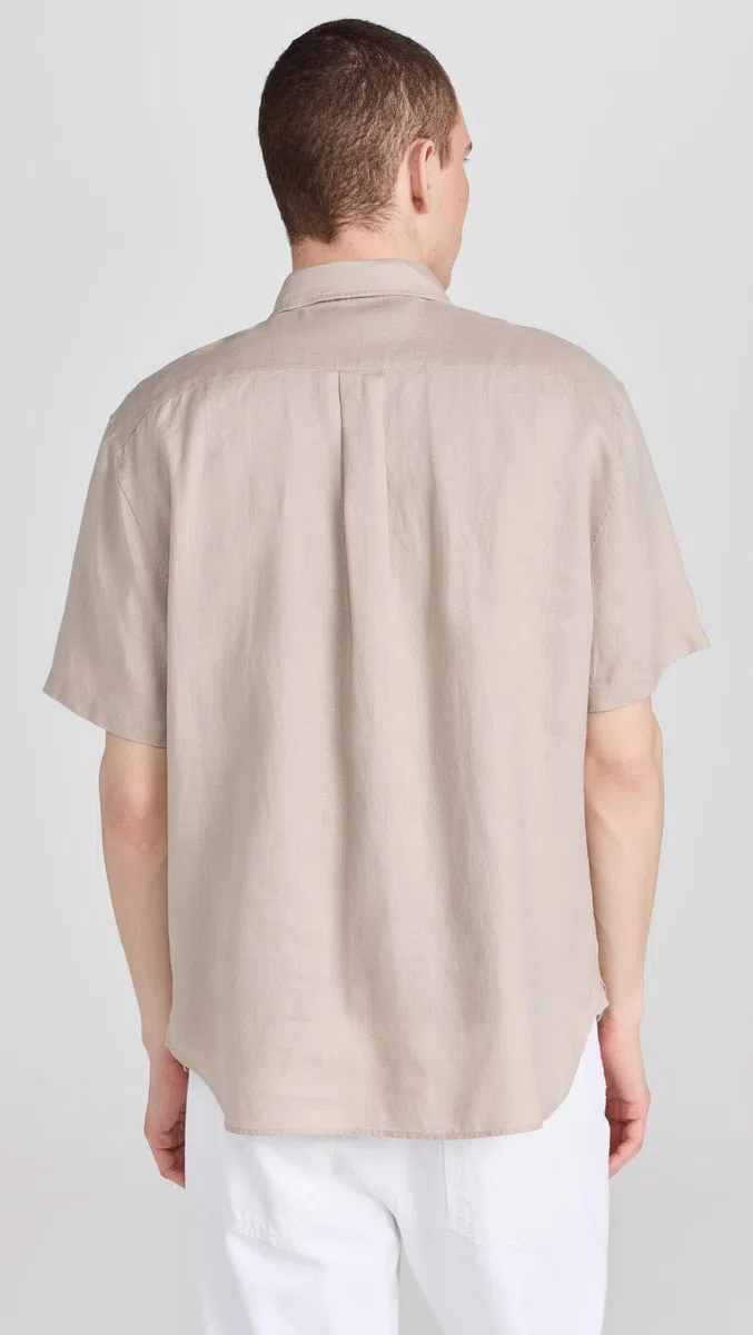 Vince Camisa de lino de manga corta para hombre