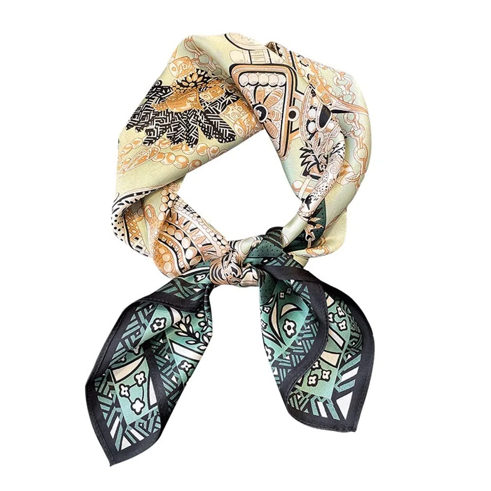 Bufandas de Cuello Cuadrado pequeño for Mujer de Seda de Morera de 27 Pulgadas, pañuelo Ligero for la Cabeza, pañuelo Estampado for Regalo