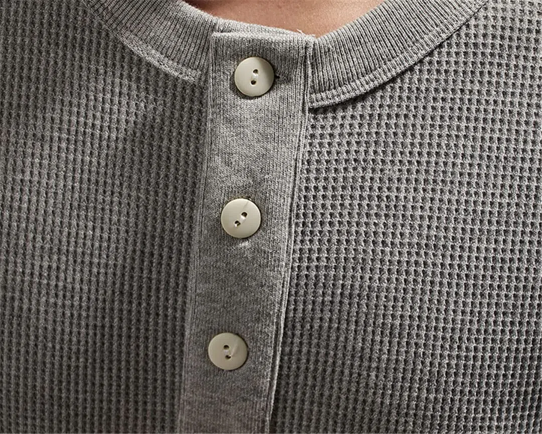 Vogrtcc Camiseta de cuello Henry para hombre, manga corta, estilo casual, holgada, 32005, M
