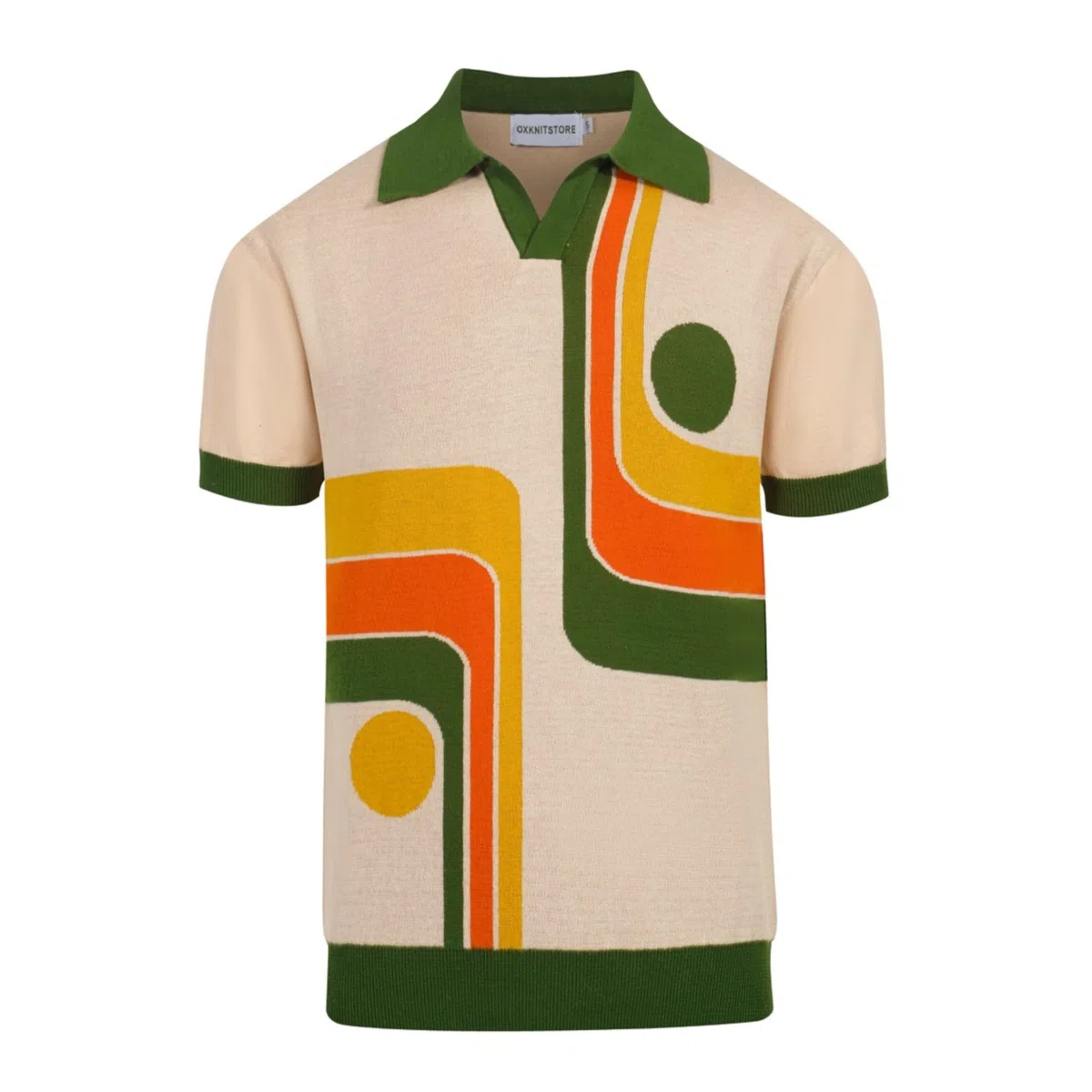 OXKnit - Polo retro para hombre de manga corta de los años 60, polo de punto informal de algodón para verano