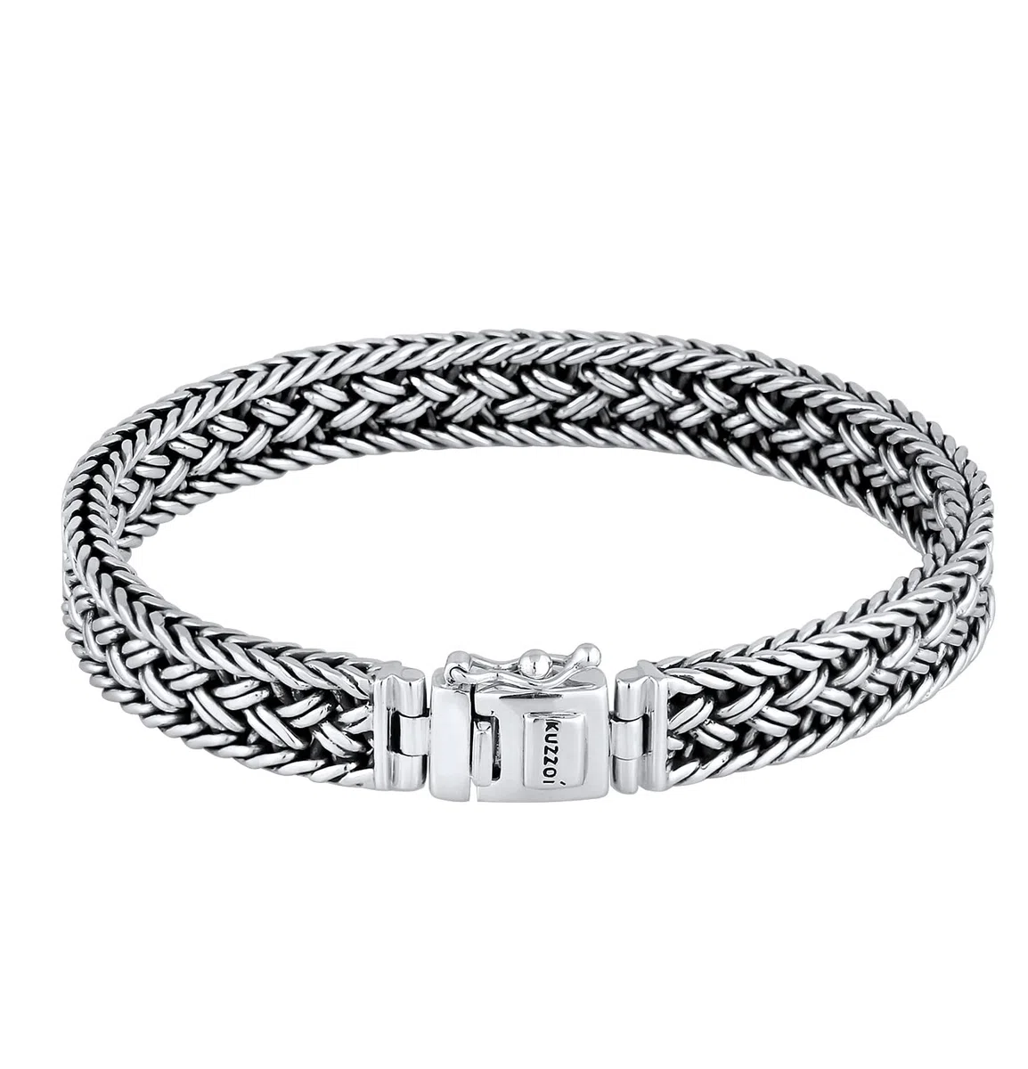kuzzoi Buddha 0210480118 - Pulsera de plata de ley 925 maciza para hombre, 10 mm de ancho, 38 g