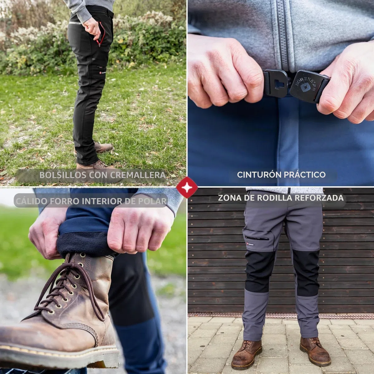 Höhenhorn Trekmaster - Pantalones de senderismo para hombre (softshell), forrados