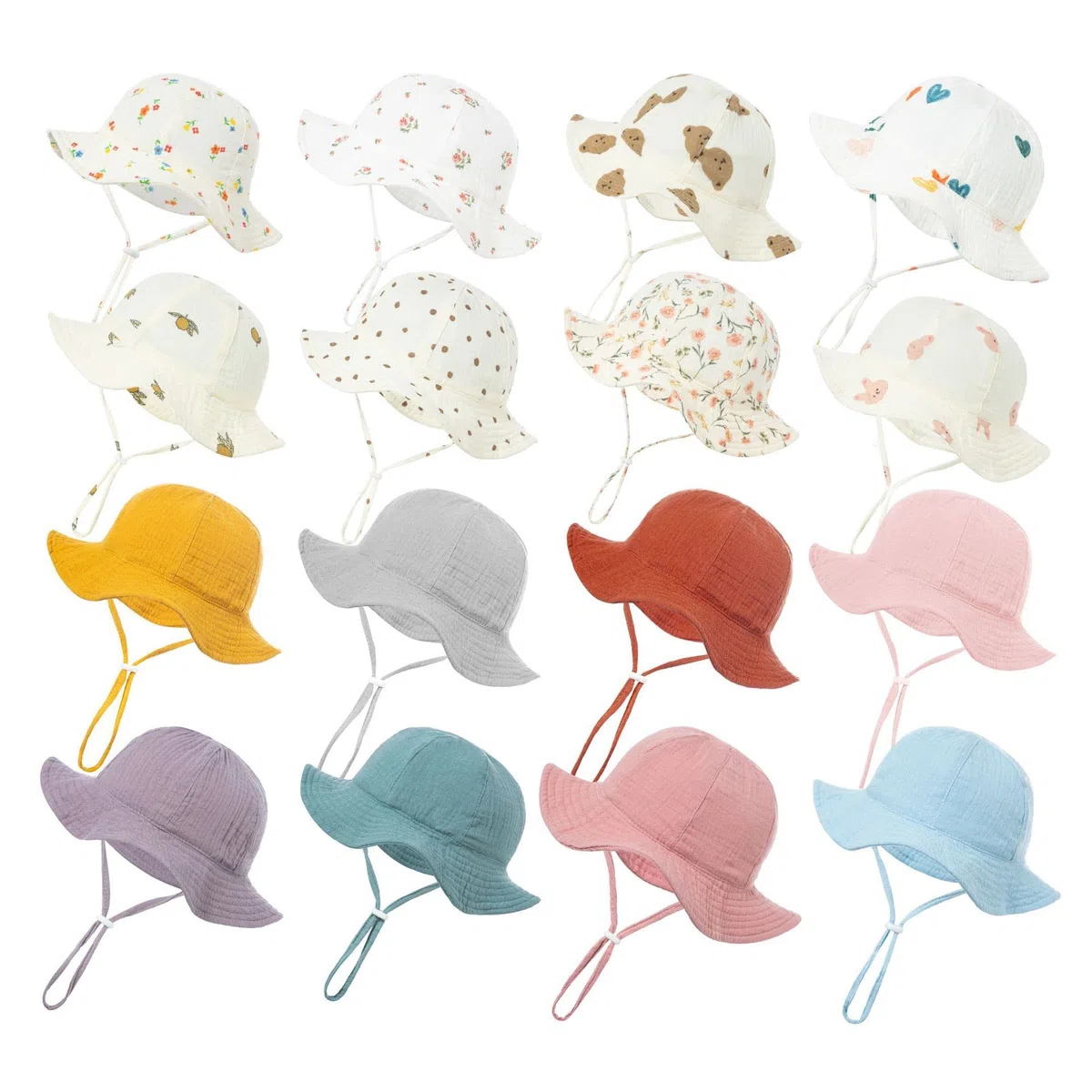LNNSHX Sombrero de Verano para niños, Sombrero de algodón para bebés, Protector Solar para niños, Gorras para Exteriores, Sombrero de Panamá con Estampado para niños y niñas, Sombrero de Pesca de