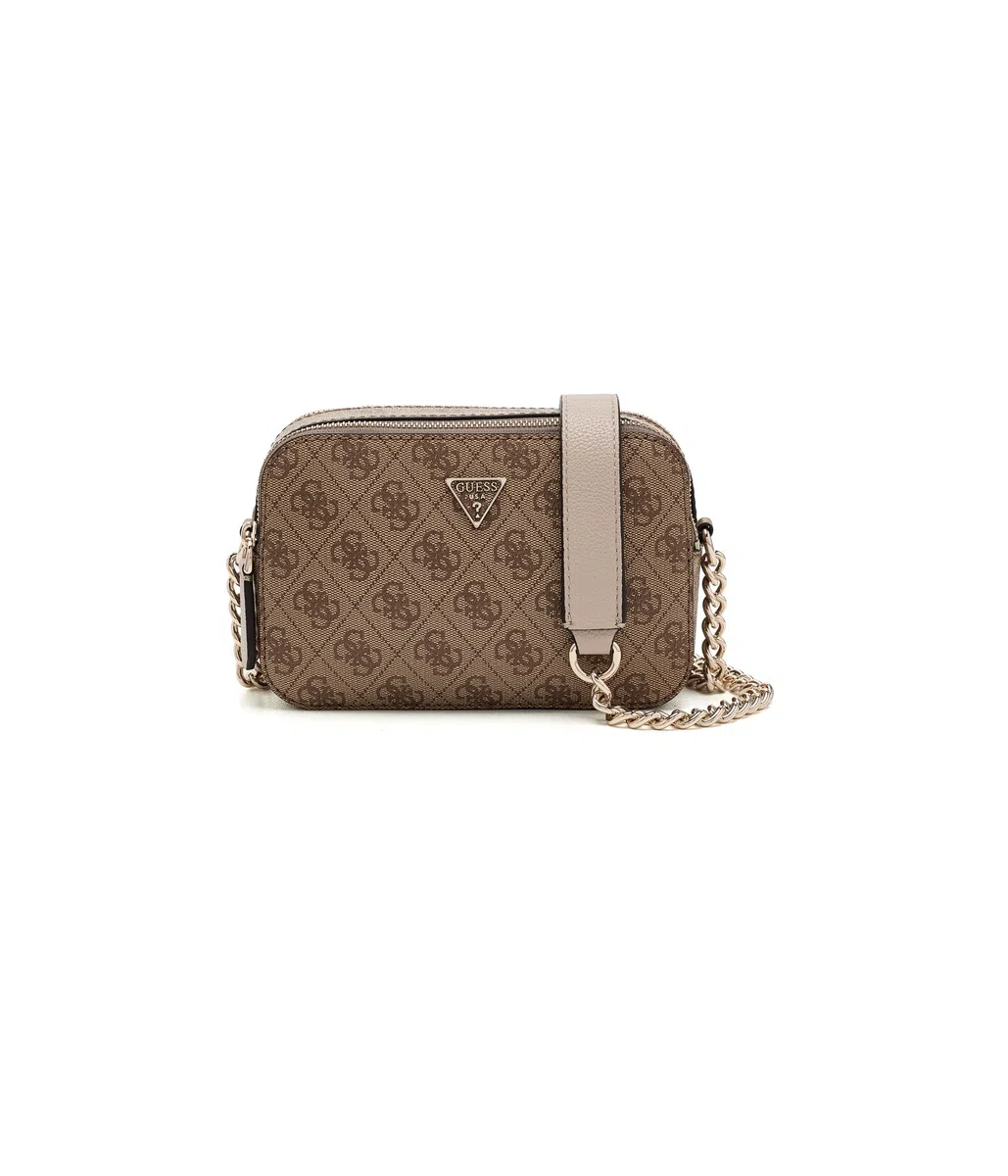 GUESS Noelle II - Cámara cruzada para mujer, logotipo de color latte, talla única, Logotipo de latte, Talla única