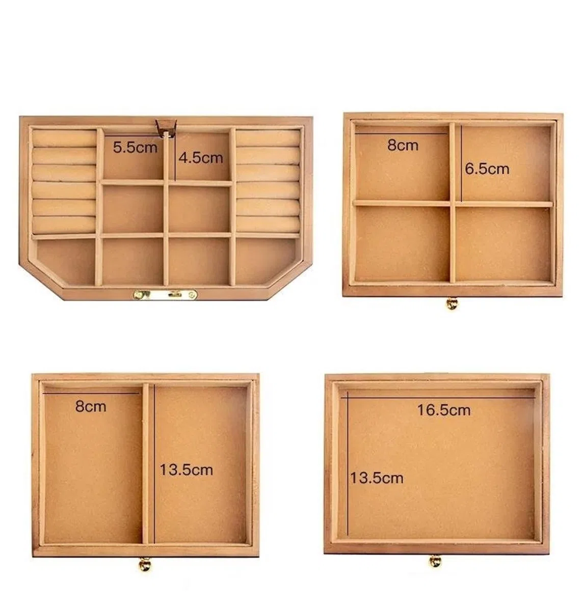 Caja para Anillos de Madera Maciza, Almacenamiento de Joyas con Cerradura, Pendientes y Collares, Gran Capacidad, Cajas Sencillas de Estilo Vintage para joyería.