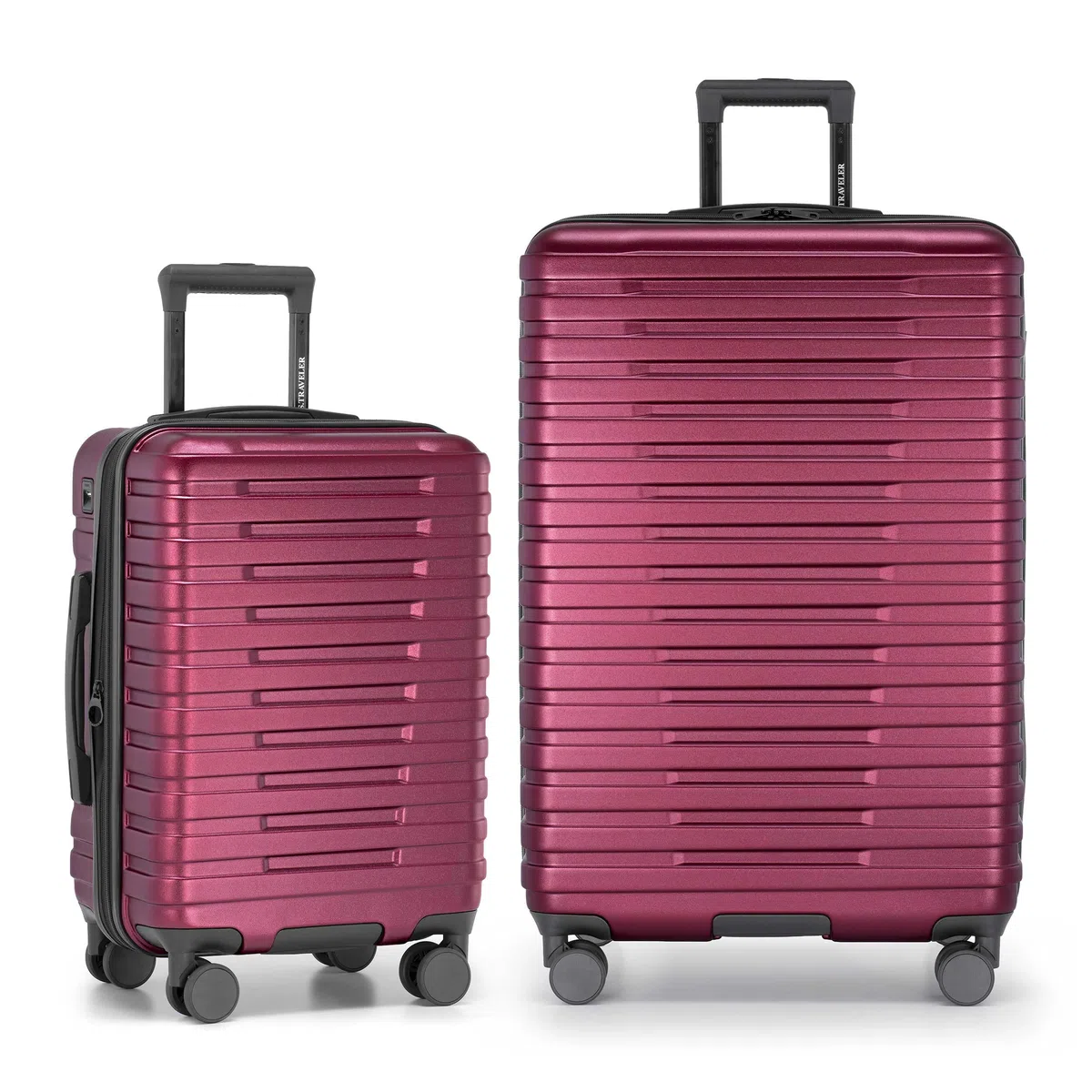U.S. Traveler Boren - Equipaje de Viaje Resistente expandible con 8 Ruedas giratorias, Rojo metálico, Juego de 2 Piezas
