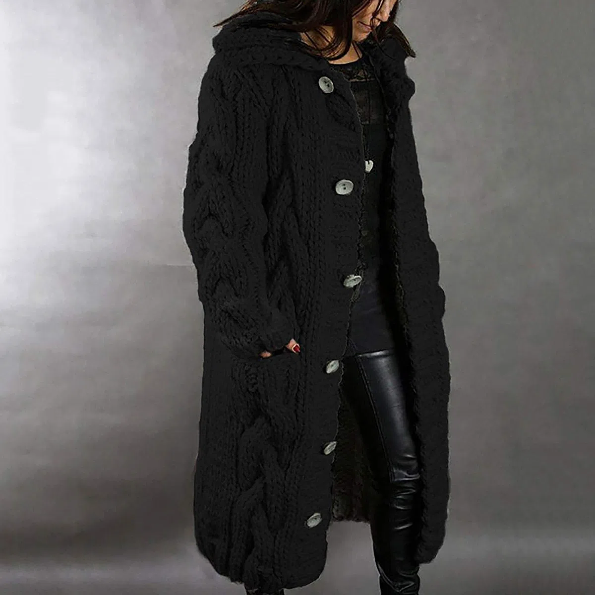 Chaqueta de punto larga para mujer, chaqueta de invierno para mujer, chaqueta de punto grueso, chaqueta de entretiempo, suéter de otoño, cárdigan, cárdigan, chaqueta de punto, chaqueta de ocio