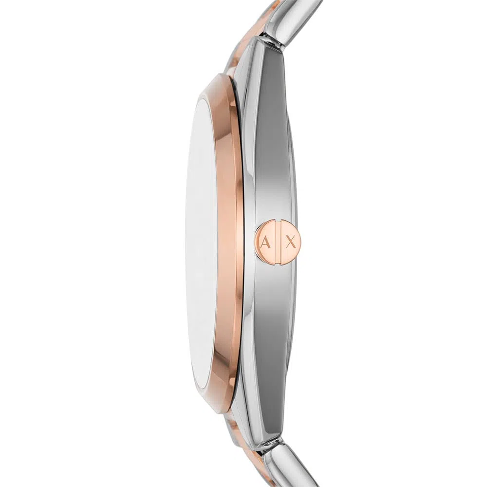 Armani Exchange Watch For Women, Quartz Multifunctional Movement and 36mm Case Size with Stainless Steel or Leather Strap