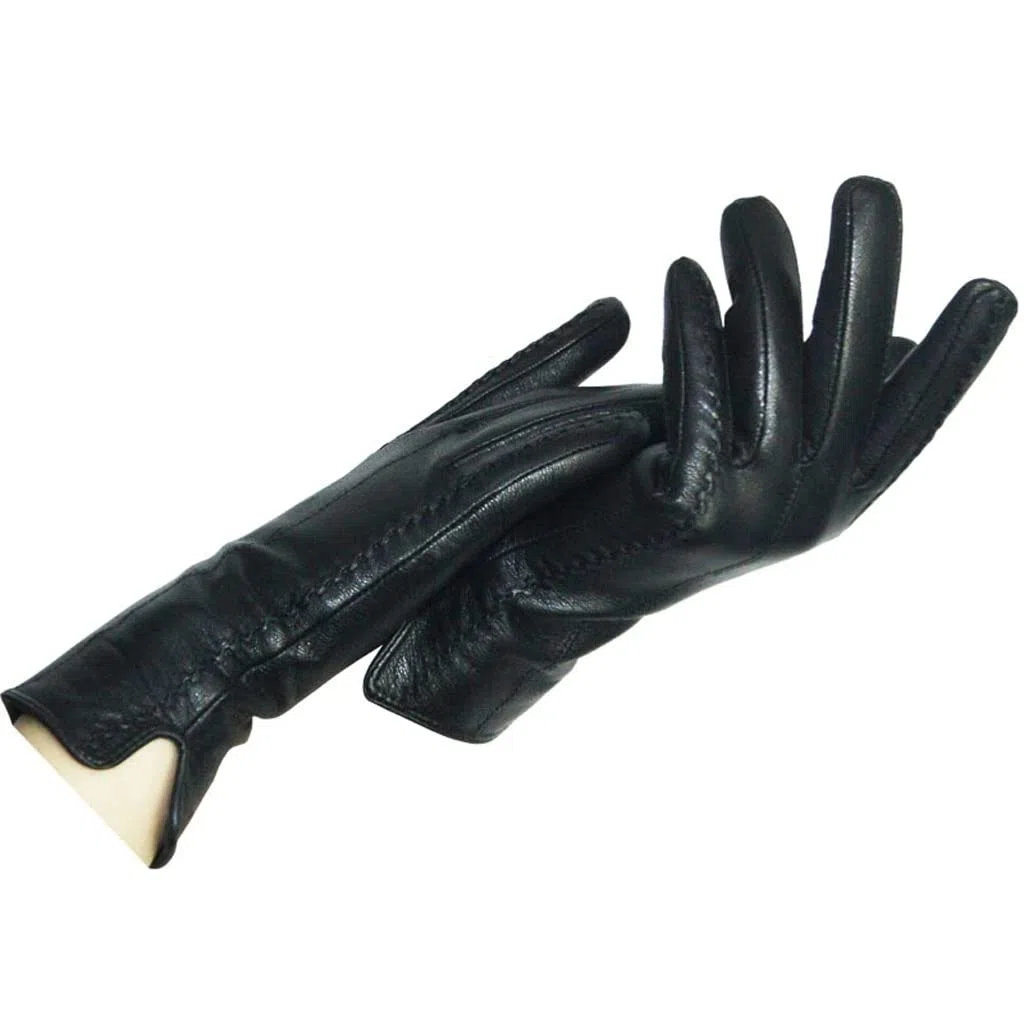 Guantes de Mujer con Lazo Grueso de Cuero cálido para Invierno y