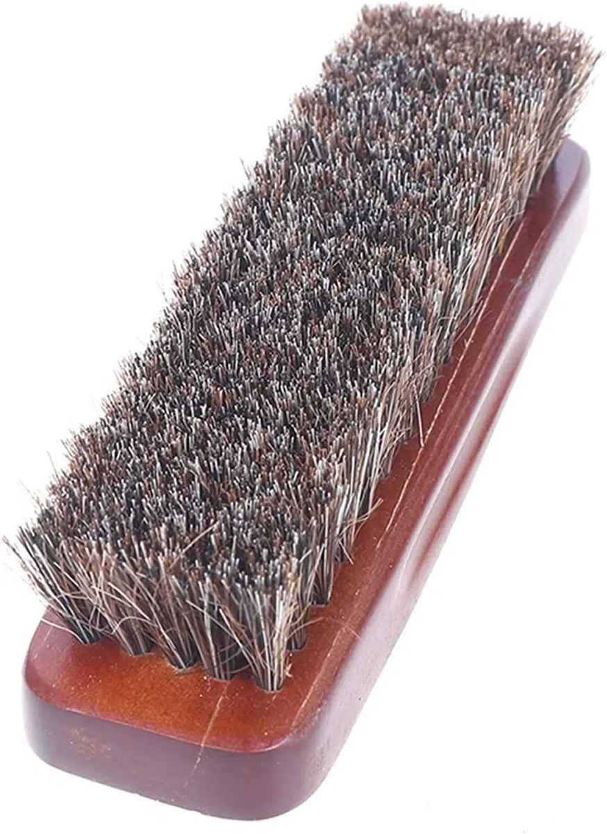Cepillo for Zapatos, cerdas de Madera Natural, Pelo de Caballo, Cepillo for pulir Botas, Cepillo for Polvo for Botas de Fieltro(17x2cm)