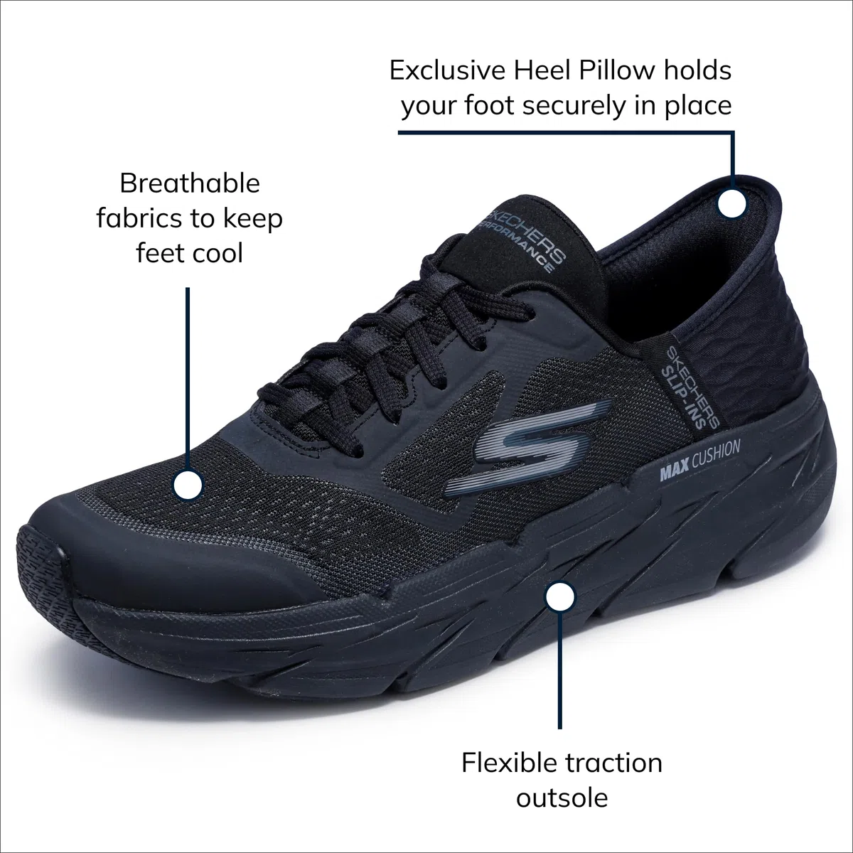 Skechers MAX Cushioning Slip-ins – Zapatillas de Entrenamiento Atlético para Caminar con Espuma Viscoelástica ZapatillasHombre