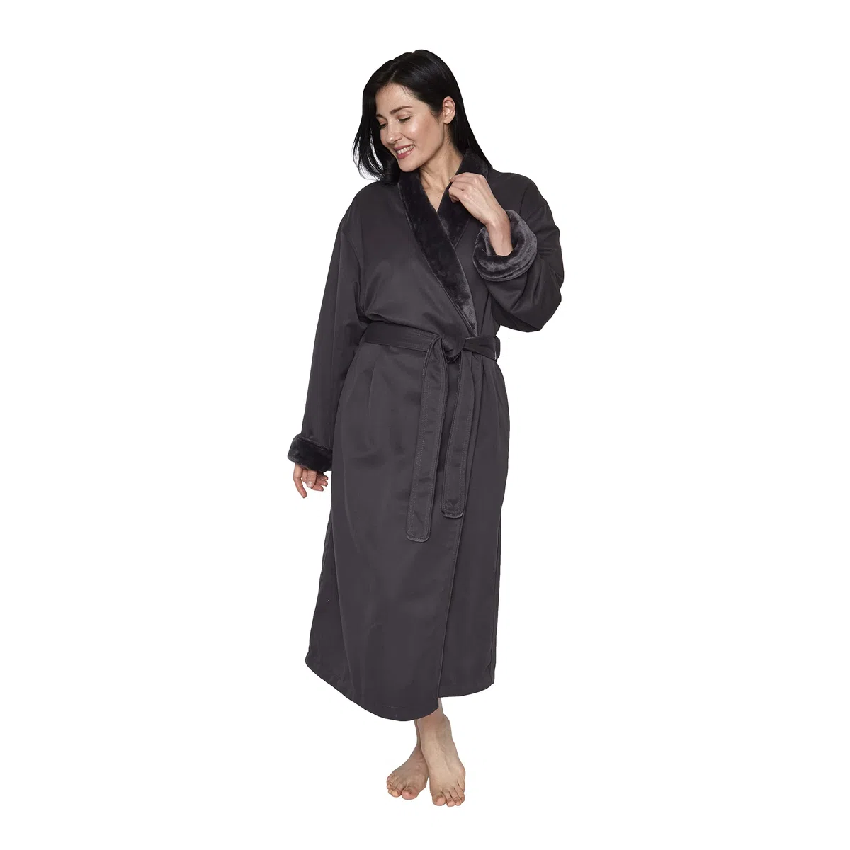Mansfield - Albornoz Unisex de Microfibra con Forro Brillante - Gris - 2X más