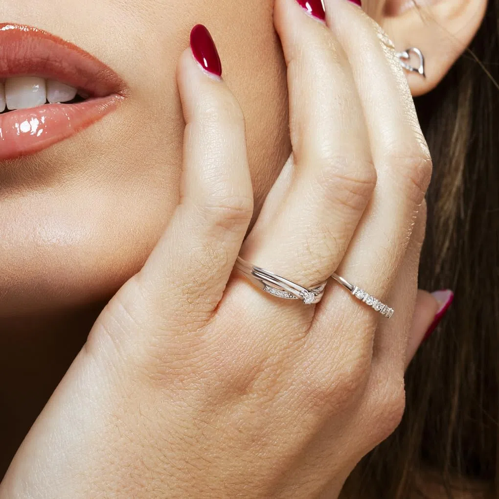Time RoaD Anillo Mujer con Diamantes Oro Blanco 9K de 375 ml - Diseño Ergonómico y Ajuste Perfecto DIA00013 - Ideal para Compromiso - Pedida - Alianza - Promesa - Anillos Mujer