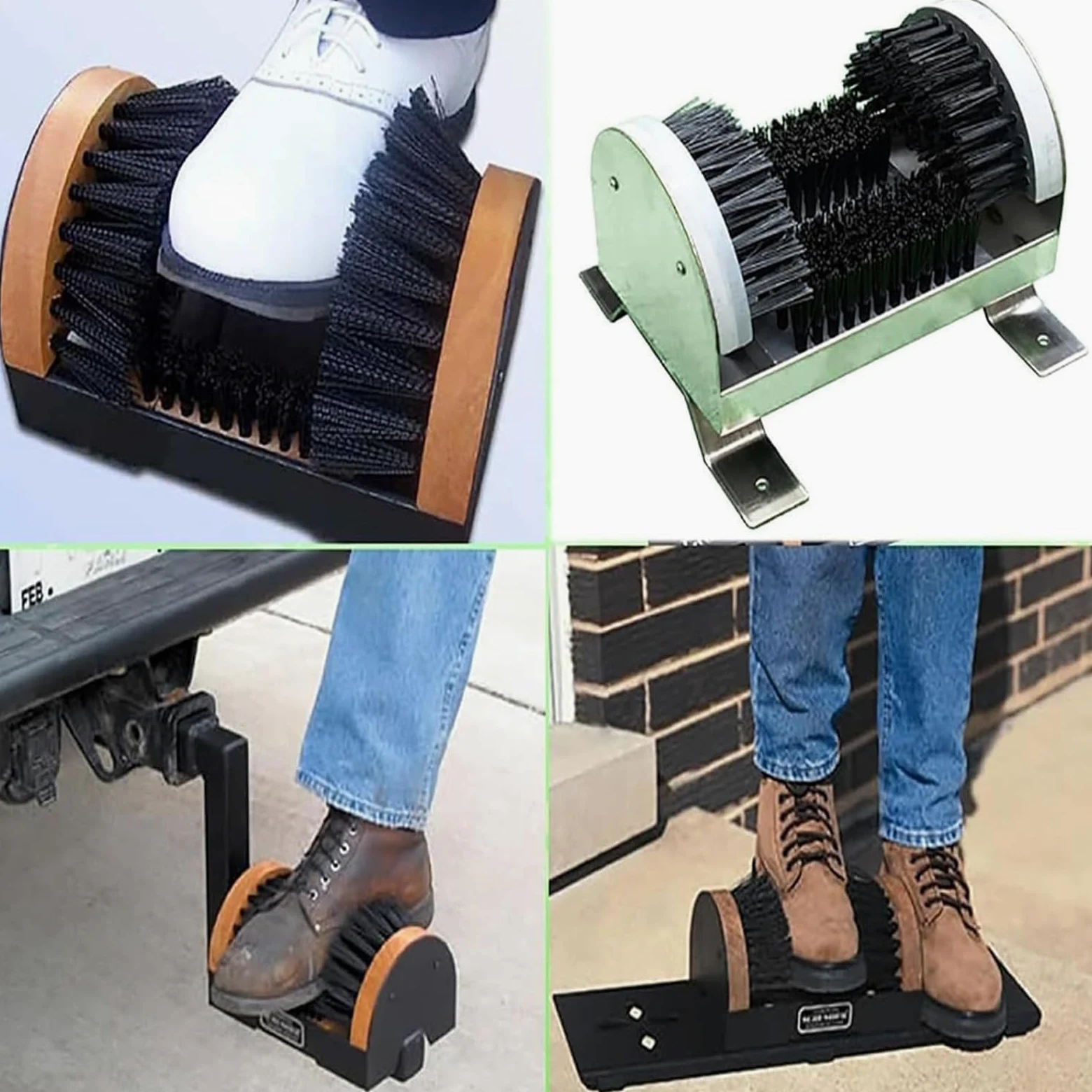 Limpiador de botas resistente con cepillos duros de 3 lados para eliminar el barro en entradas al aire libre