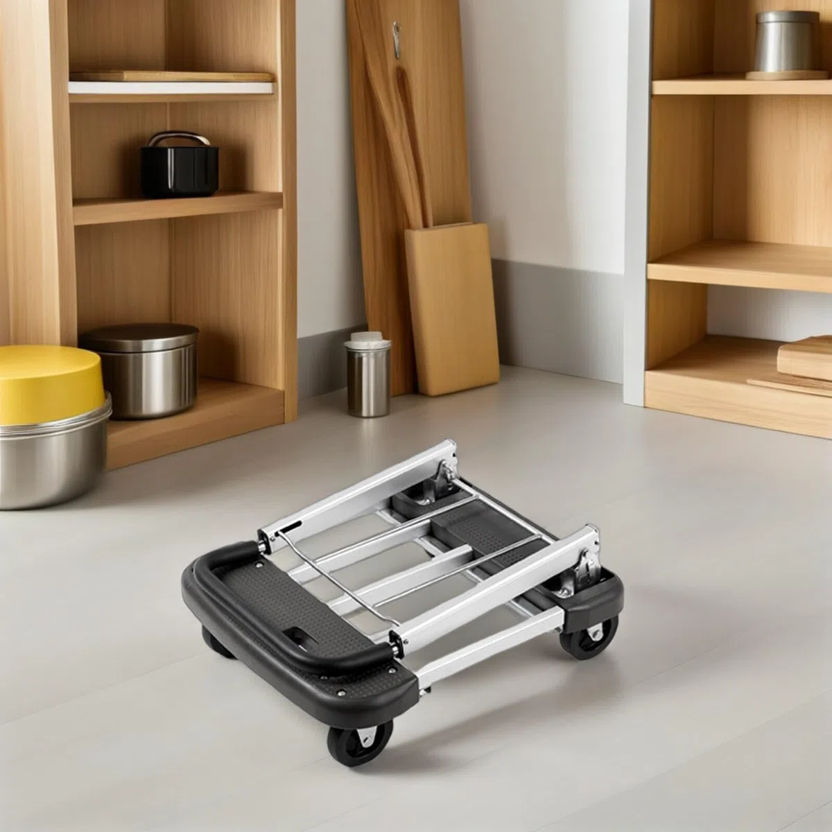 Carrito de equipaje plegable resistente y ligero con construcción de material sintético, diseño multifuncional para uso diario en diferentes lugares