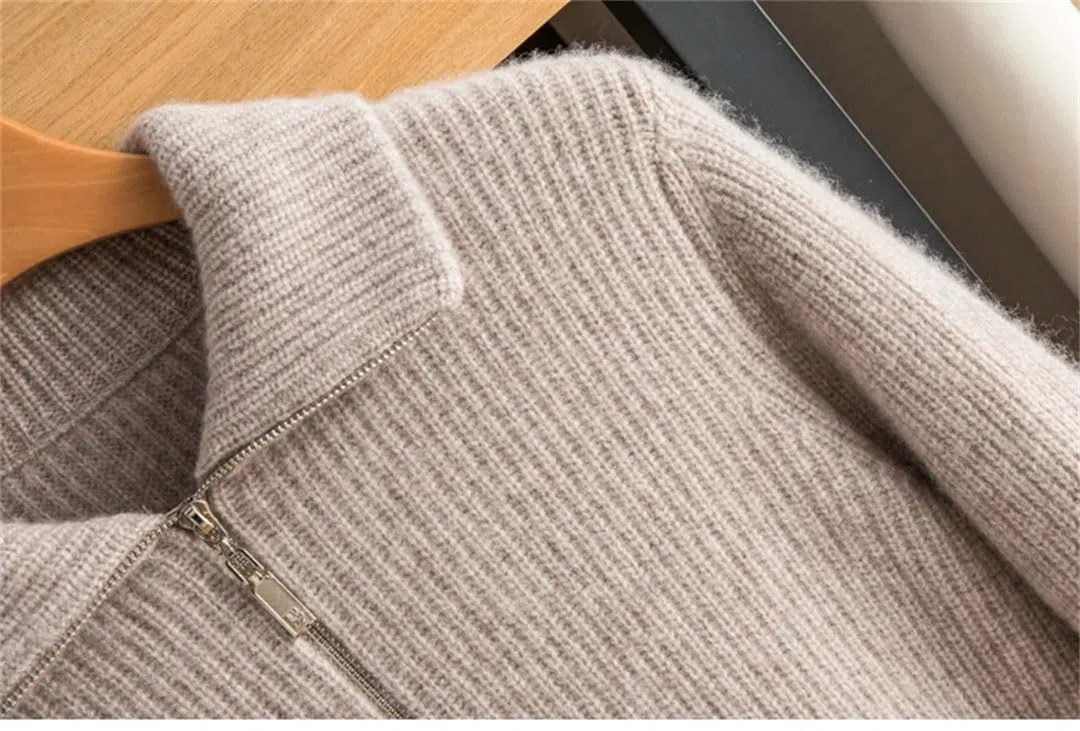 Vogrtcc Suéter De Cachemira con Solapa Y Cremallera De Invierno para Hombre Talla Grande