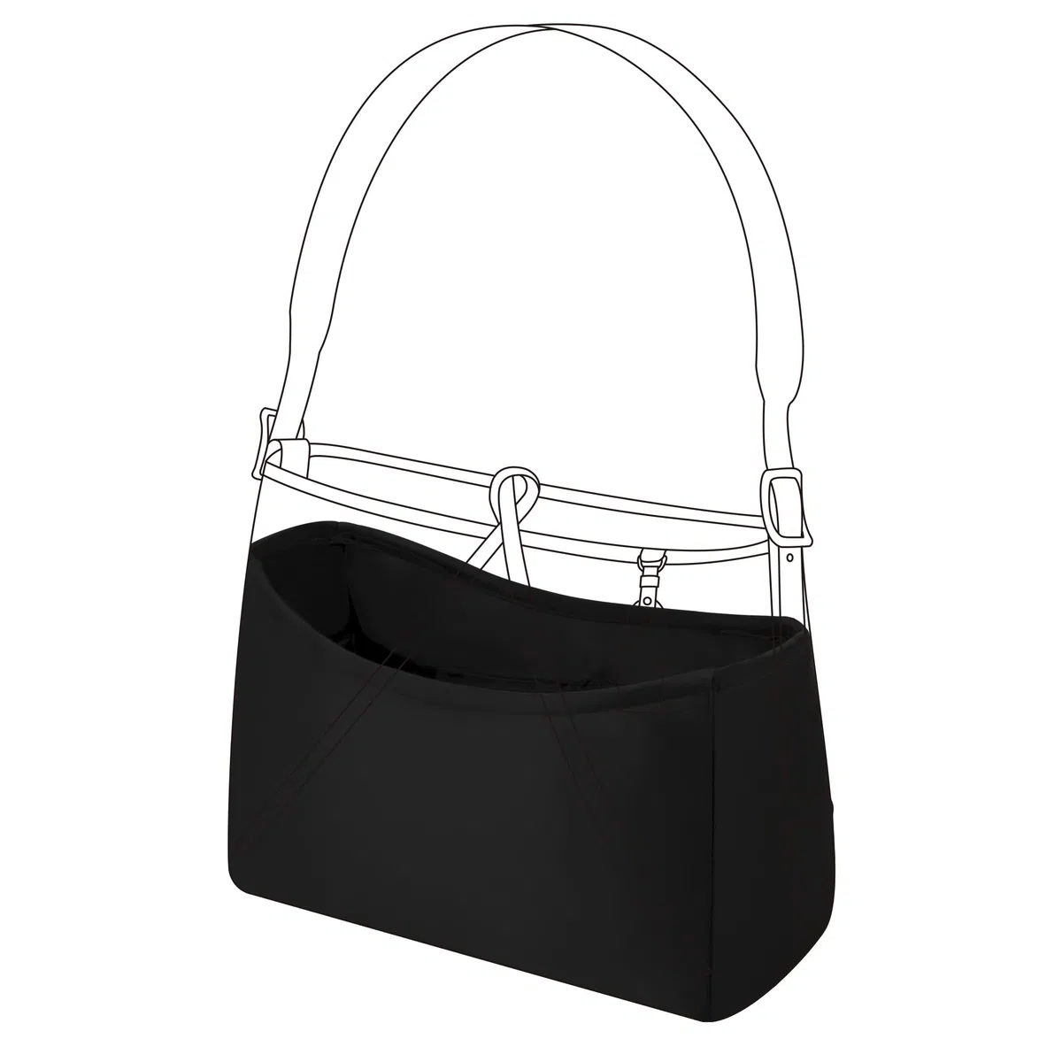 DGAZ Organizador de Bolso de Seda Premium, Inserto Ligero para Carryall PM/MM, Forro Interior Elegante que Protege y Organiza (Noir, Carryall MM)