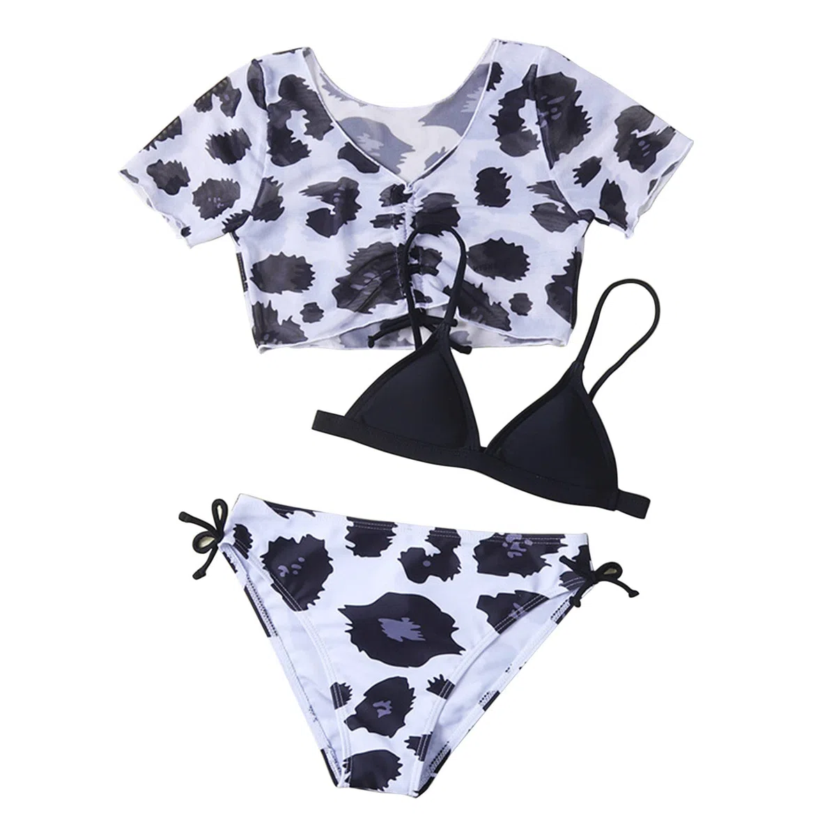 Generisch Tankini para niña, traje de baño para niños, bebé, niña, primavera, verano, secado rápido, impresión bikini, 3 piezas, traje de baño de playa, ropa
