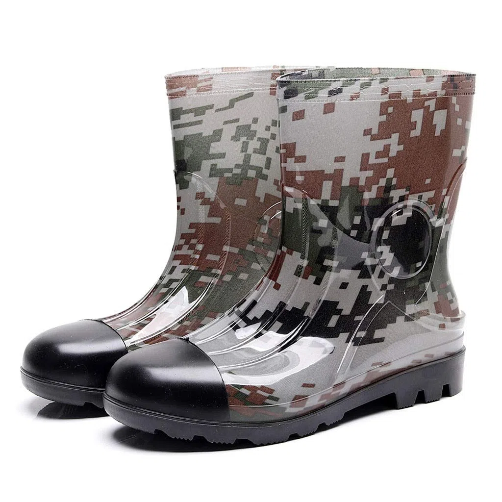 Botas de goma para hombre, diseño de camuflaje, botas de lluvia, botines de goma, impermeables, botines de tobillo, botas cortas, botas de goma, botas de lluvia, antideslizantes, botas de jardín