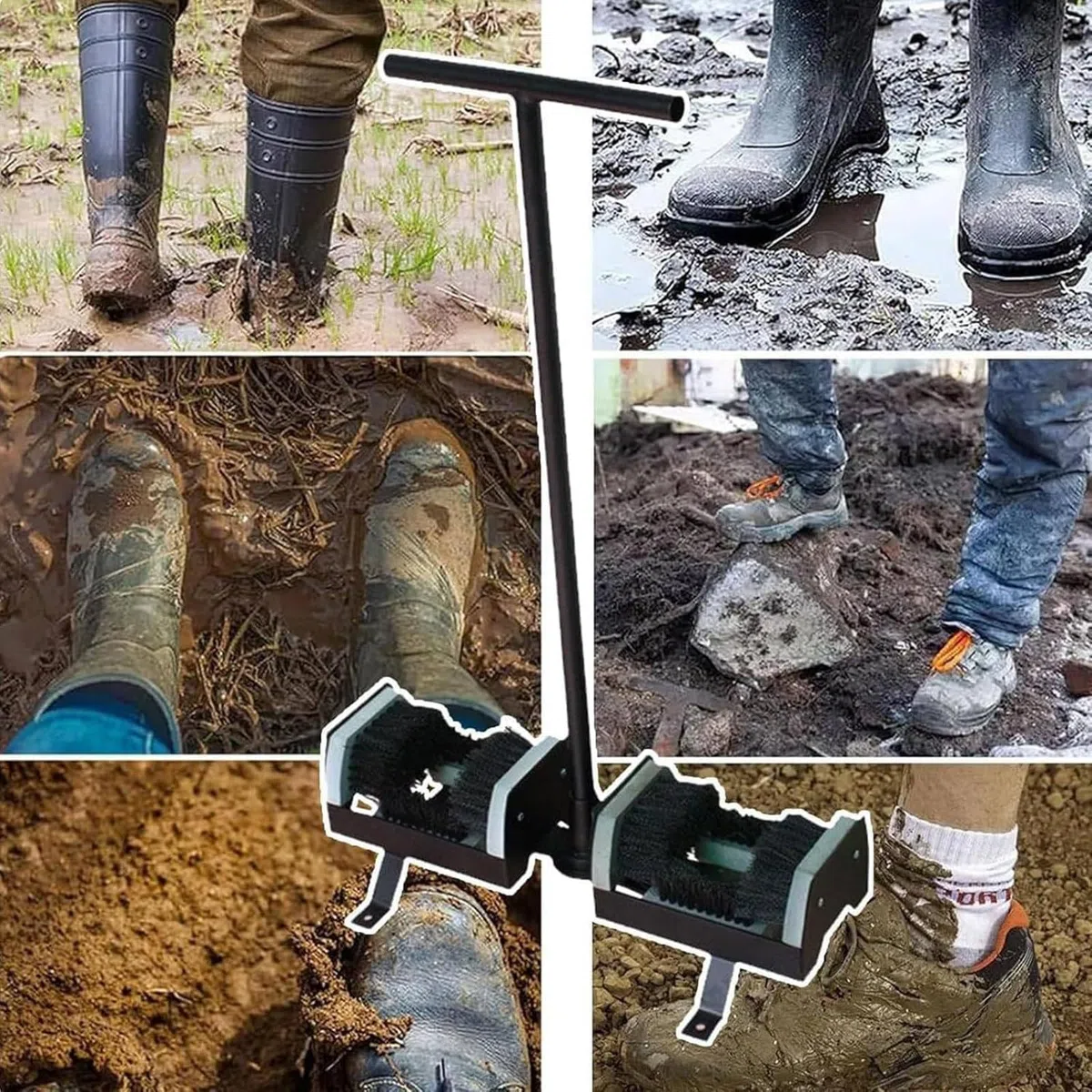 Cepillo rascador de zapatos de doble cara con asa, herramienta raspadora de botas resistente, eficaz removedor de barro para la entrada de la puerta delantera, jardín de granja al aire libre