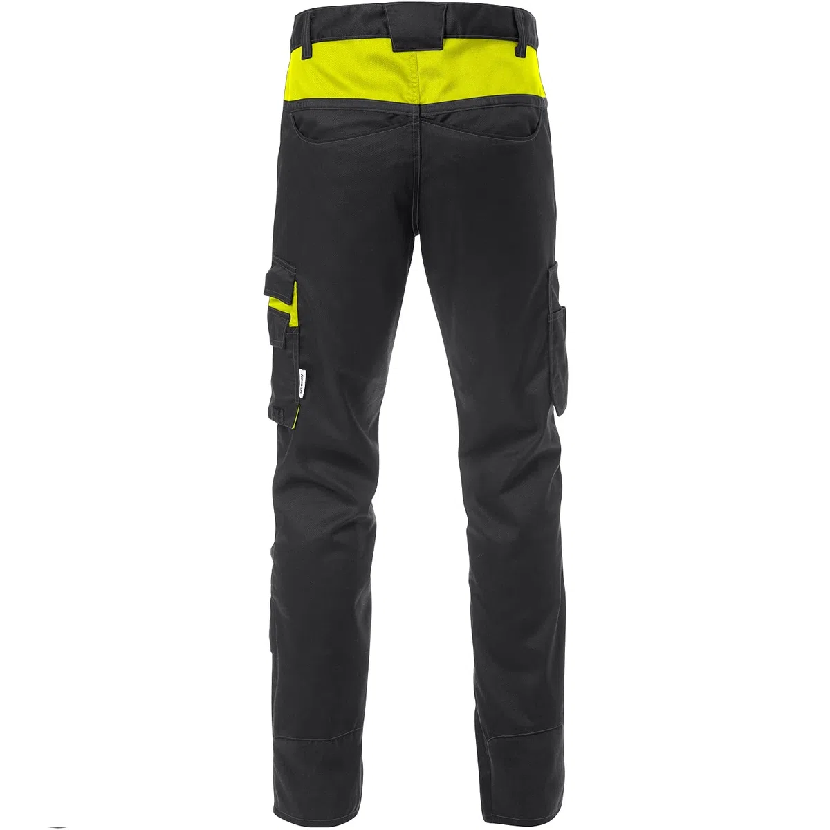 Fristads Pantalones Fusion 2555 STFP 129482 Negro/Amarillo, homologados según EN 14404 con Rodilleras 124292, Talla C52