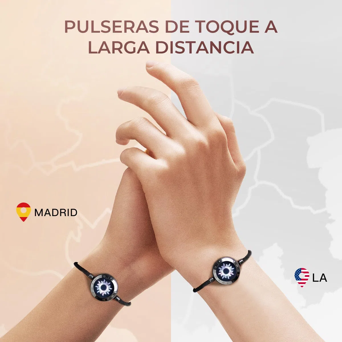 TOTWOO Pulseras Inteligentes de Pareja, Toque, Vibración e Iluminación a Distancia, Emparejamiento Bluetooth Uno a Uno por App, Regalo para Parejas a Distancia, Acero Inoxidable 316