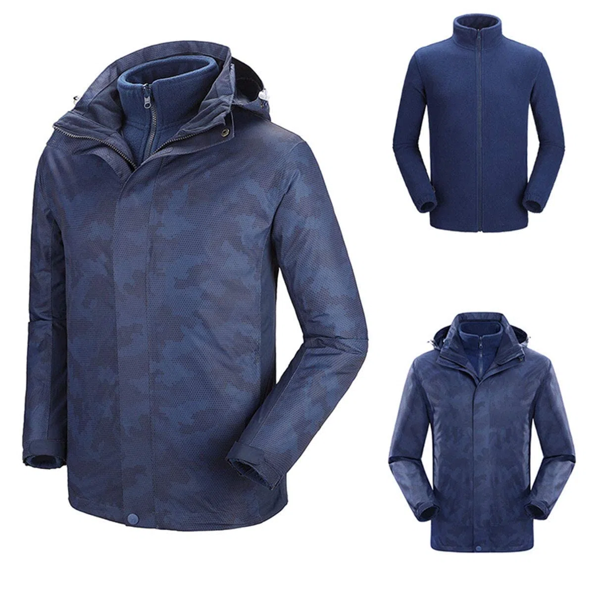 MU Chaqueta de Invierno para Hombre Chaquetas de Esquí Impermeable Chaquetas de Snowboard Fleecas Cálidas Abrigos de Pesca de Montaña Térmica con Capucha Desmontable/Grey/3Xl