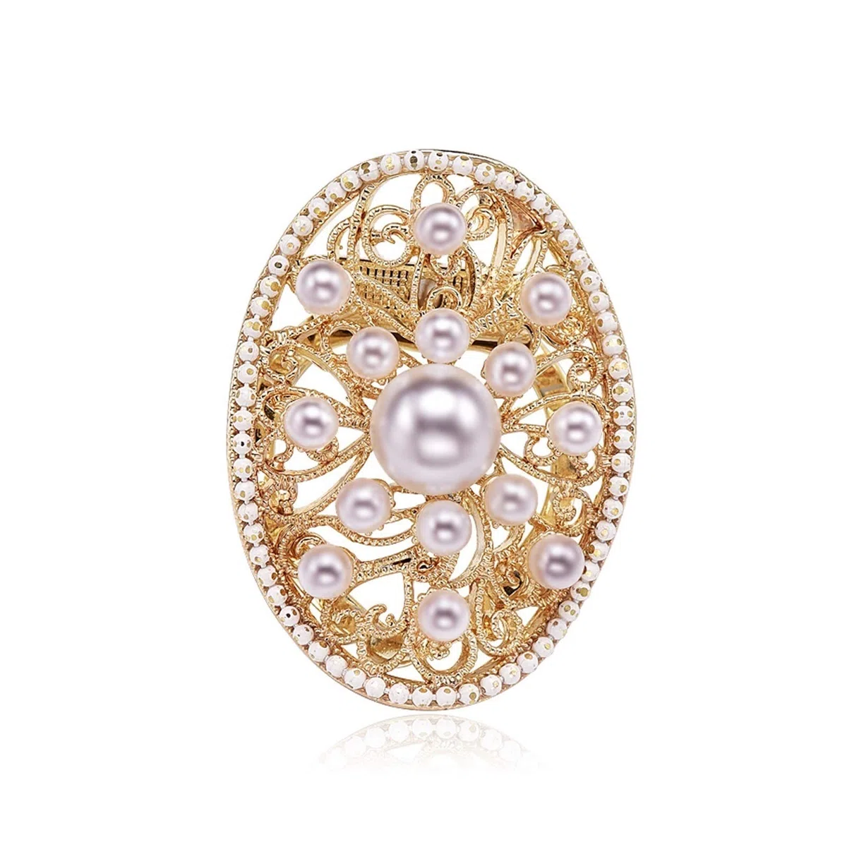 Broche de solapa Pescadores de perlas hechas por el hombre, for ropa de cuello accesorios bufandas broche de alta gama de doble propósito lujo de lujo con decoración de broche grande (dorado) Accesori