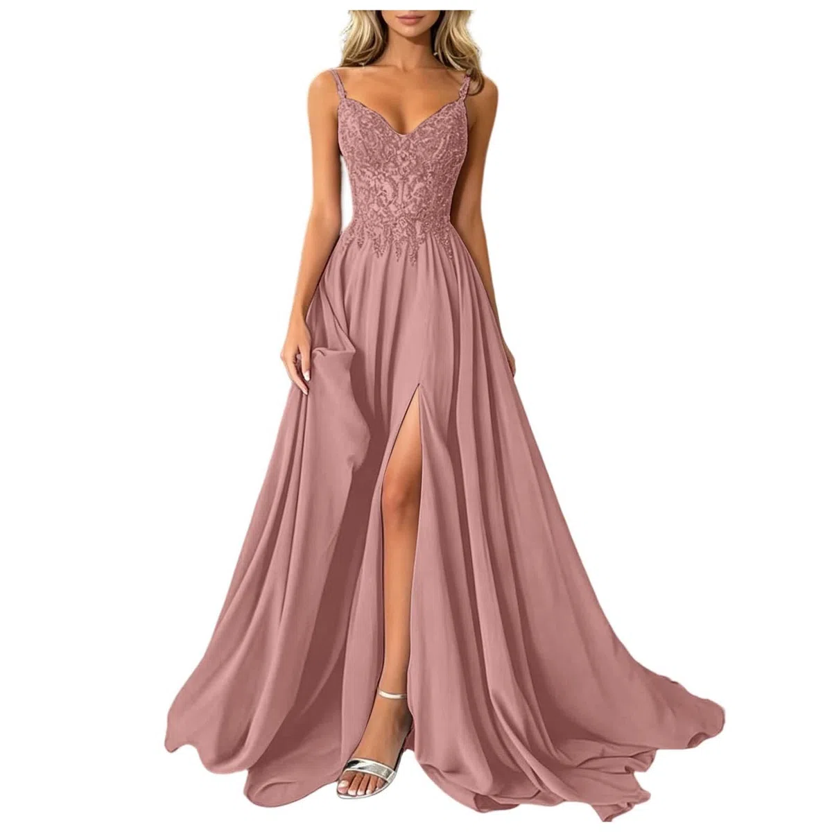 Vestido de Dama de Honor para Mujer Vestido Largo Cuello en V sin Mangas Elegantes Fiesta Formal invitado Boda para Fiestas Noche Bodas y Eventos Formales cóctel