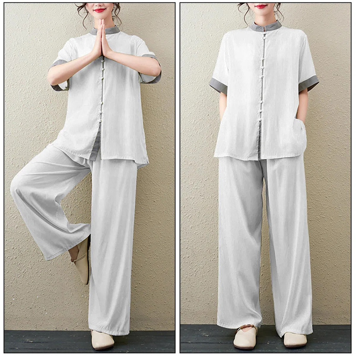 Uniforme de Tai Chi Chino Tradicional de Manga Corta Para Mujer, Ropa de Artes Marciales Para Ejercicios Matutinos, Ropa de Kung Fu, Ropa de Salón