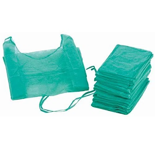 Bata hospitalaria desechable verde con puño elástico. Caja 200 uds