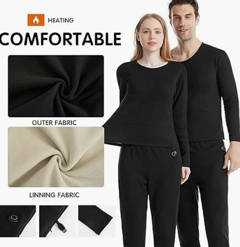 Conjunto de ropa interior térmica para mujer, 22 zonas de calentamiento, 3 controles de temperatura, calefacción eléctrica USB, ropa interior térmica, pantalones térmicos calefactados (conjunto