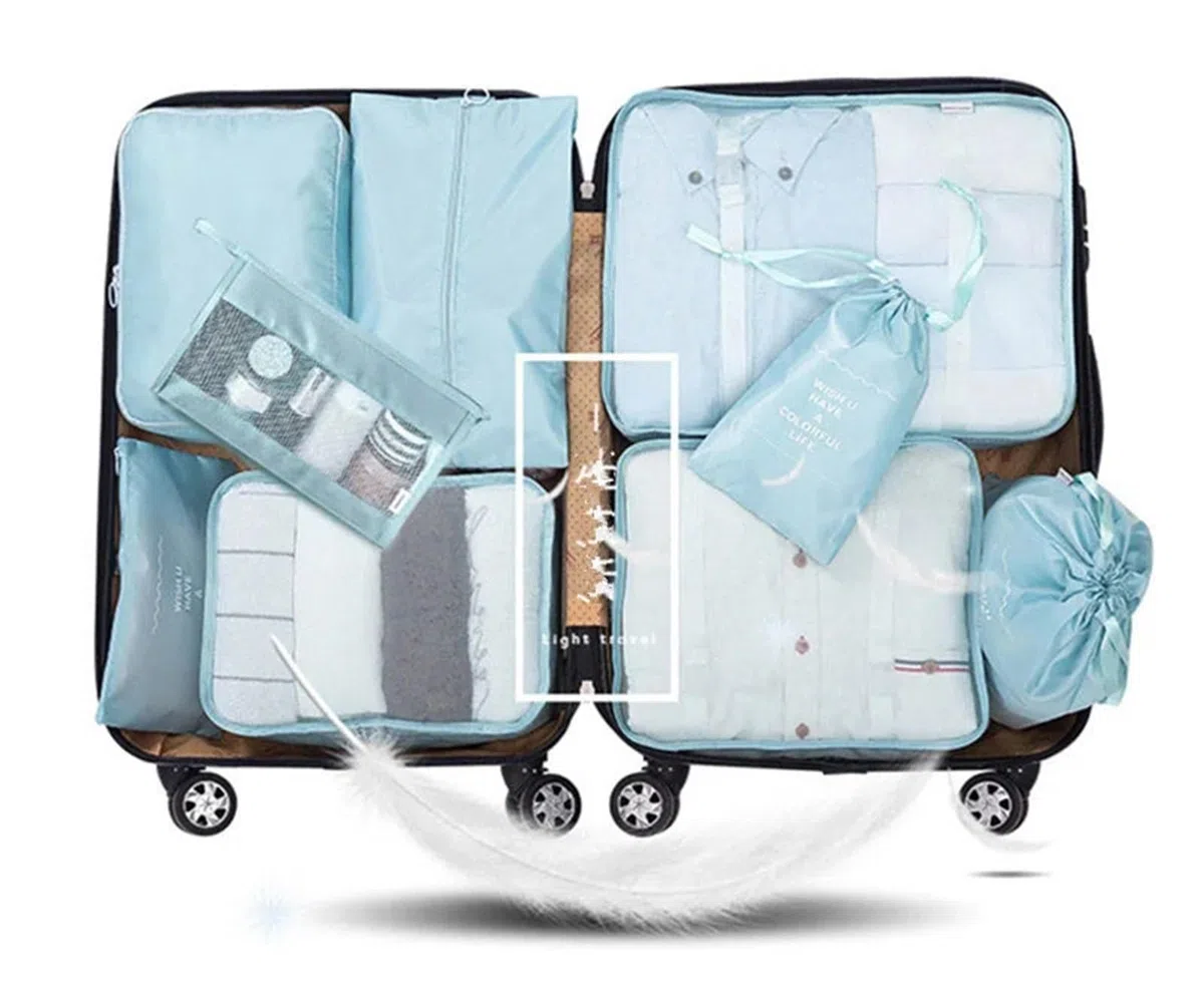 Juego de 9 bolsas organizadoras viaje for guardar maletas, organizador equipaje, ropa, sujetadores y zapatos(9PCS Beige)