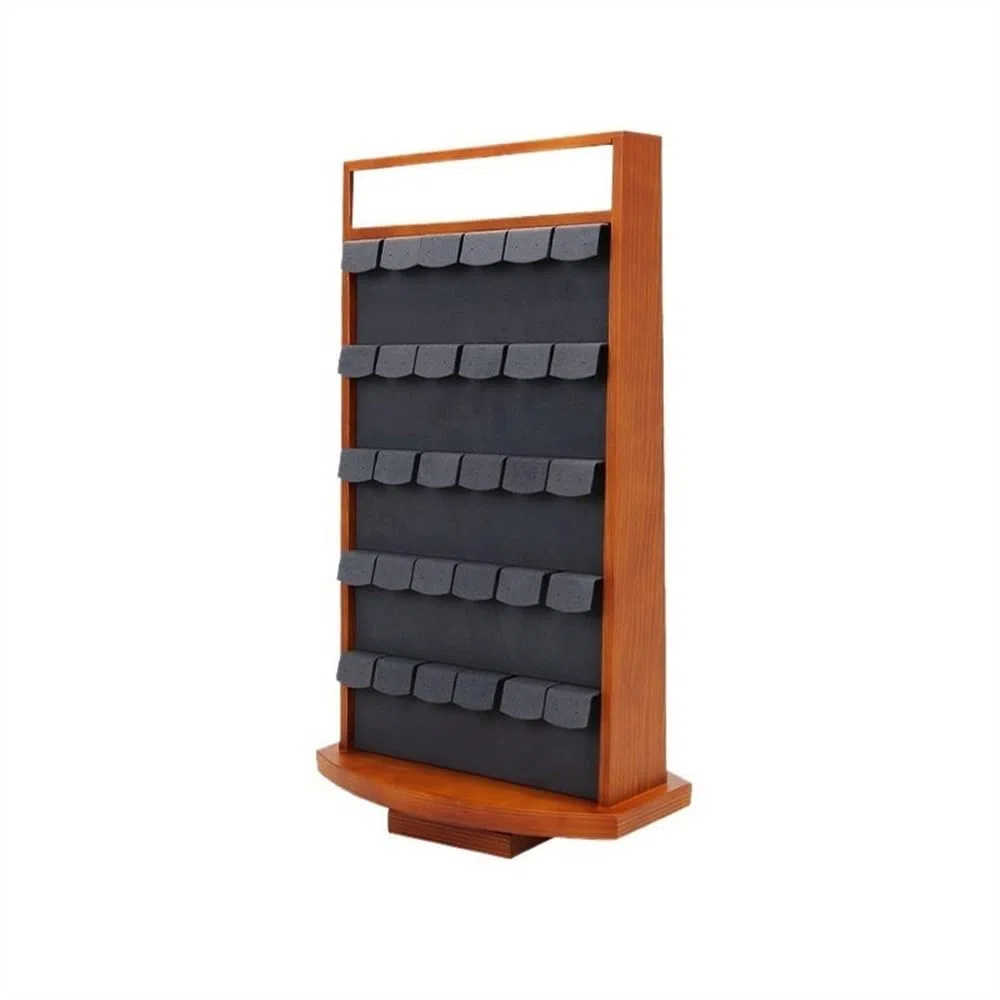 Expositor de Joyas de Madera de Doble Cara, Manual, para Pendientes, Gran Capacidad, para Ventana (Gris)
