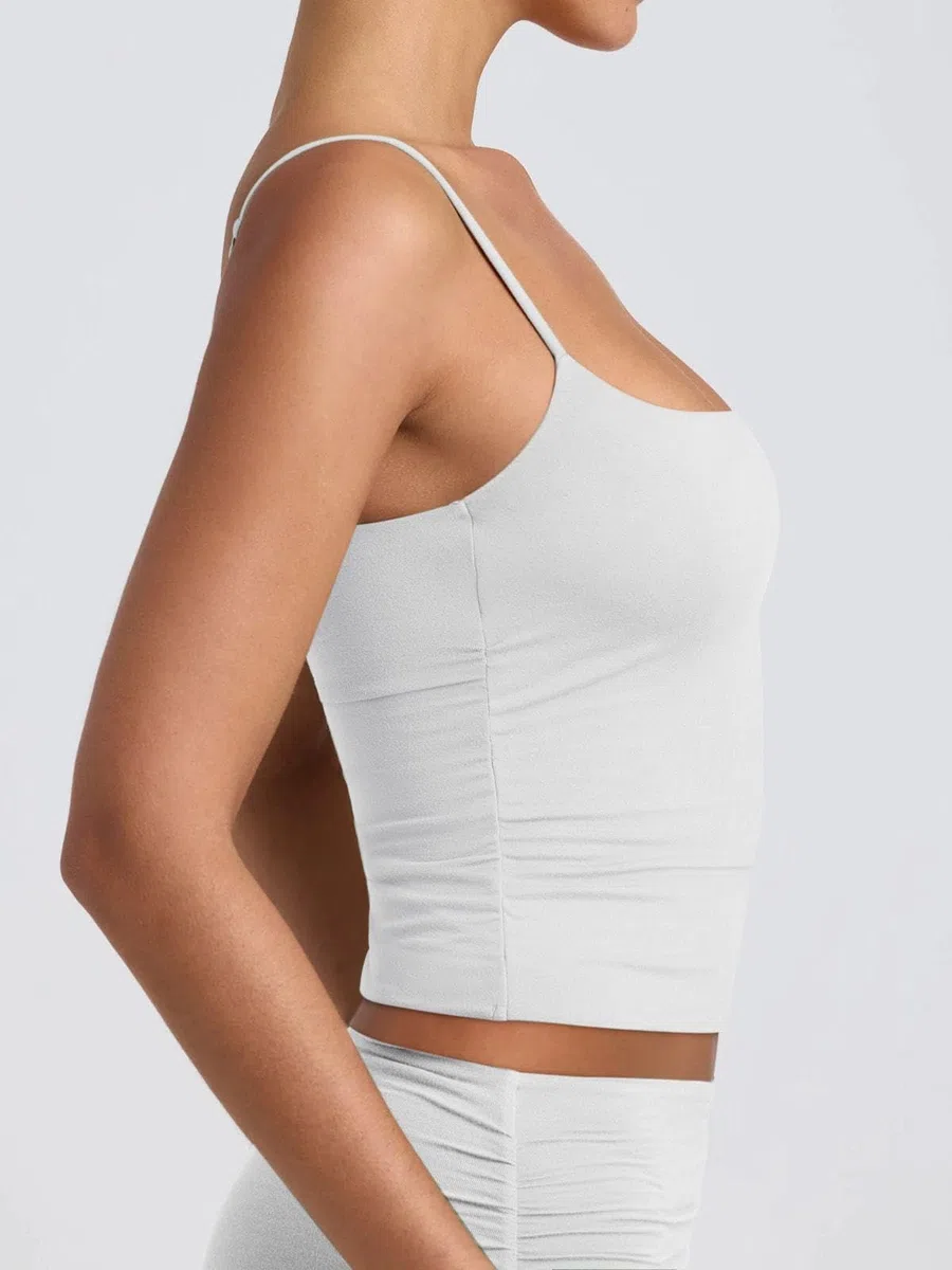 PINKMSTYLE Camiseta sin mangas básica de doble forro con cuello redondo para mujer, ajustable, para verano