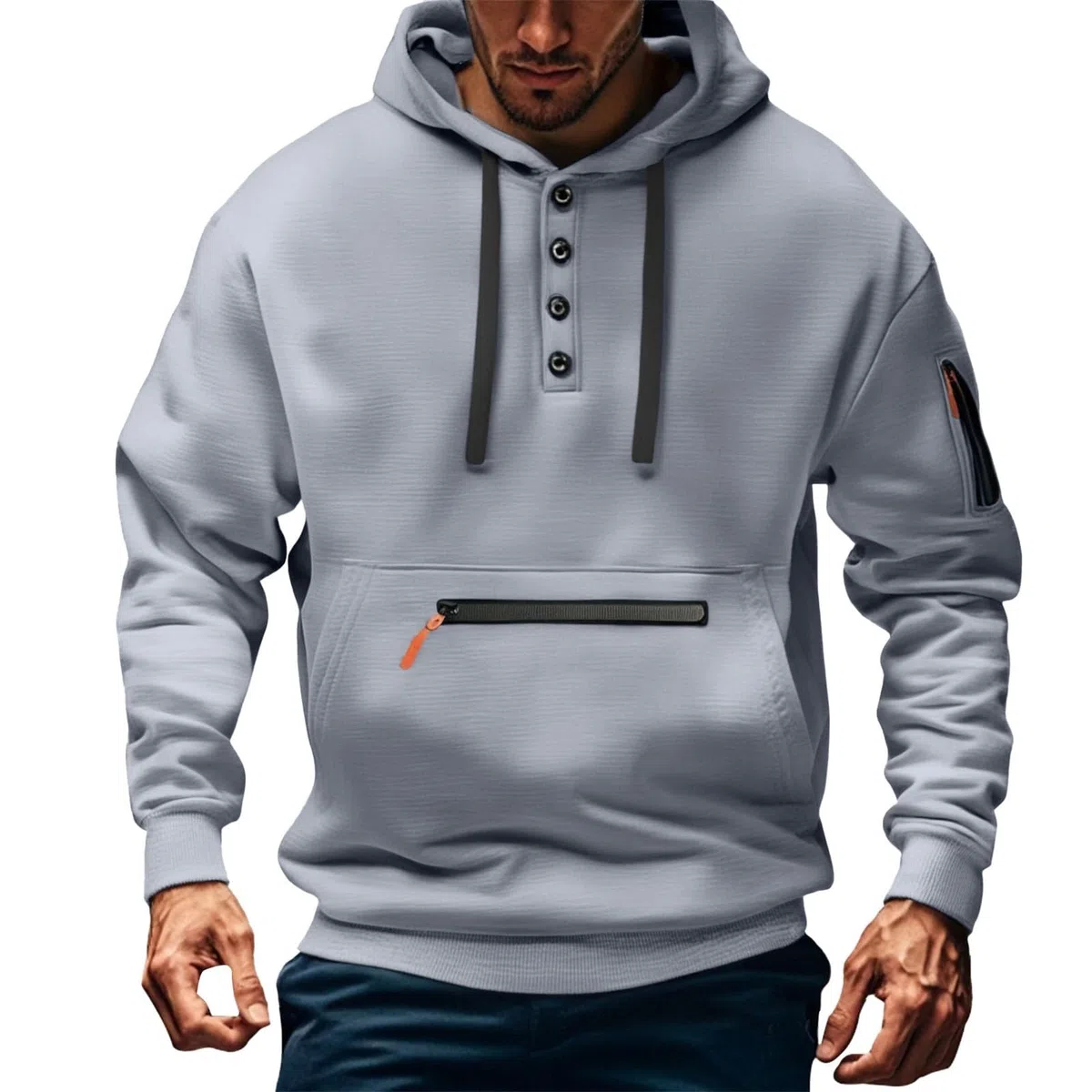 Chaqueta Verano Hombre Sudadera Informal De Manga Larga con Botones Y Medio Botón para Hombre, Otoño E Invierno Sudaderas Futbol Ropa Trabajo Hombres Cremallera Jersey Corta Entretiempo