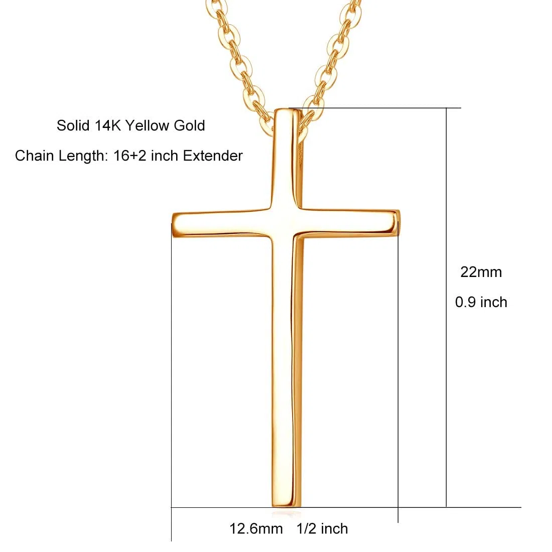 Carleen Collar con Colgante de Cruz de Oro Amarillo blanco Macizo de 14 Quilates (585) Regalo Joyería para Damas Mujer Niñas - Longitud Cadena: 40 + 5 cm