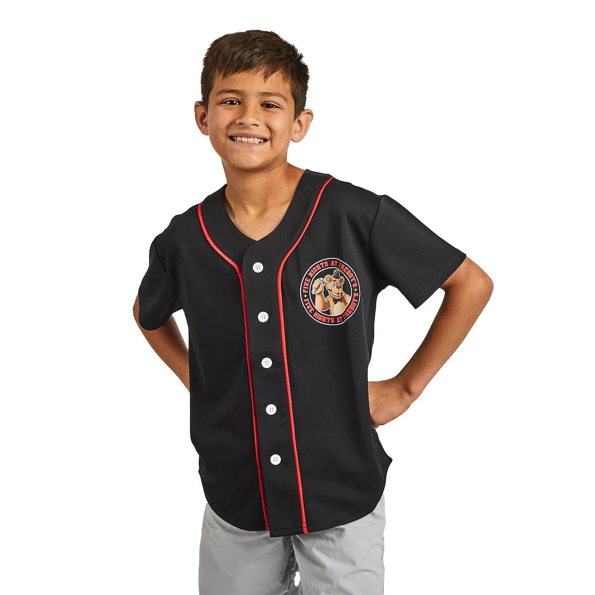 Five Nights at Freddy's Freddy - Juego de 2 camisetas de béisbol negras y camiseta de manga corta para niño