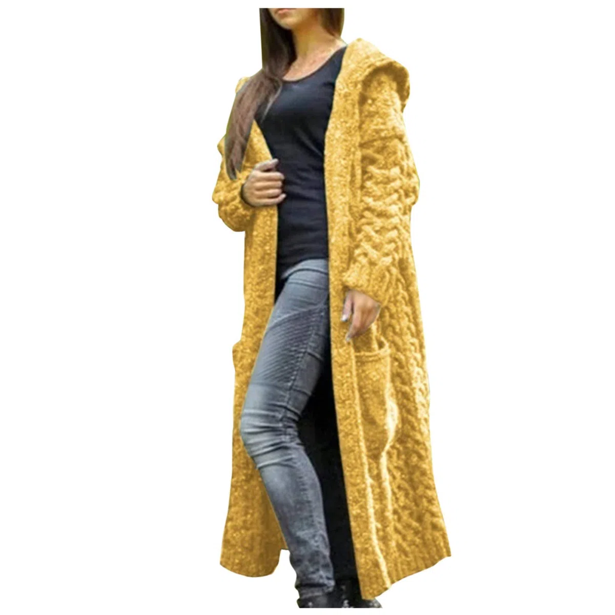 Cárdigan con botones para mujer, suéter de punto grueso de gran tamaño, suave, manga larga, parte delantera abierta, abrigo holgado con 2 bolsillos, ropa de punto acanalado, ropa de abrigo ligera y