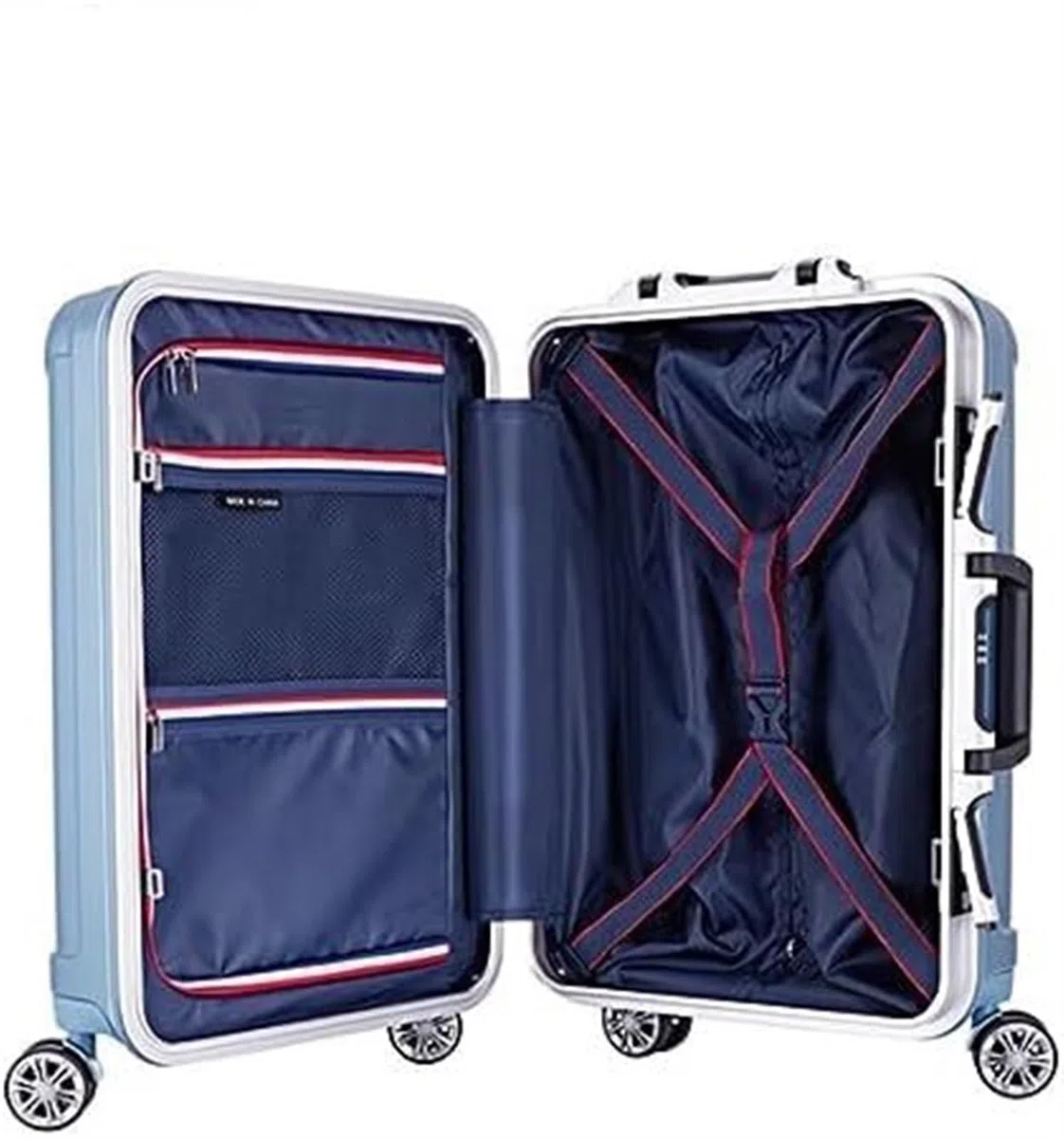 Maleta Equipaje Maleta con Ruedas De Aleación Aluminio Maletas Rayas Gruesas Duradera Portátil Equipaje de Mano(D,20inch)