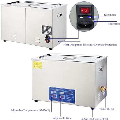 Limpiador ultrasónico para discos de vinilo, 180 W con temporizador y rotación automática, limpia de forma segura discos de 7 y 12 pulgadas sin daños